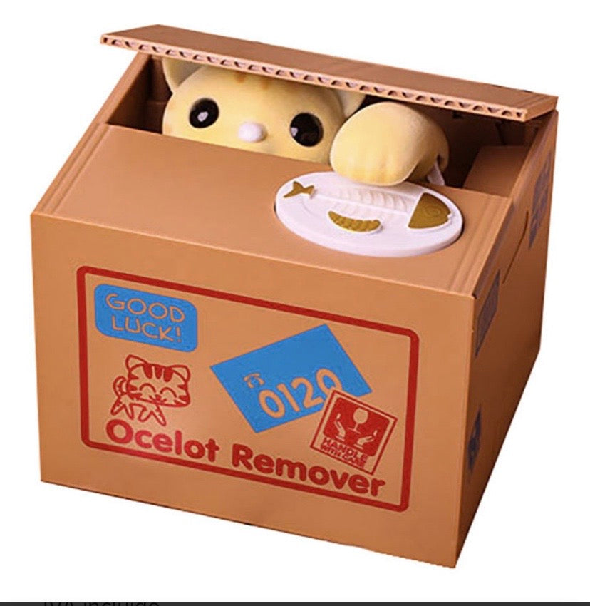 Alcancia gatito roba monedas