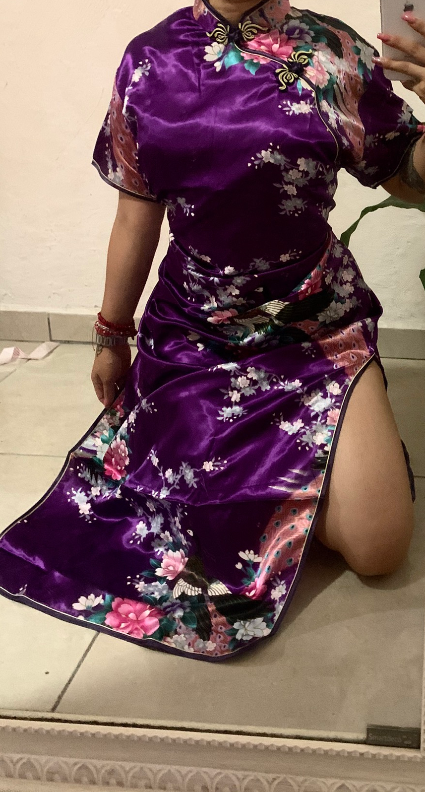 Qipao morado talla extra