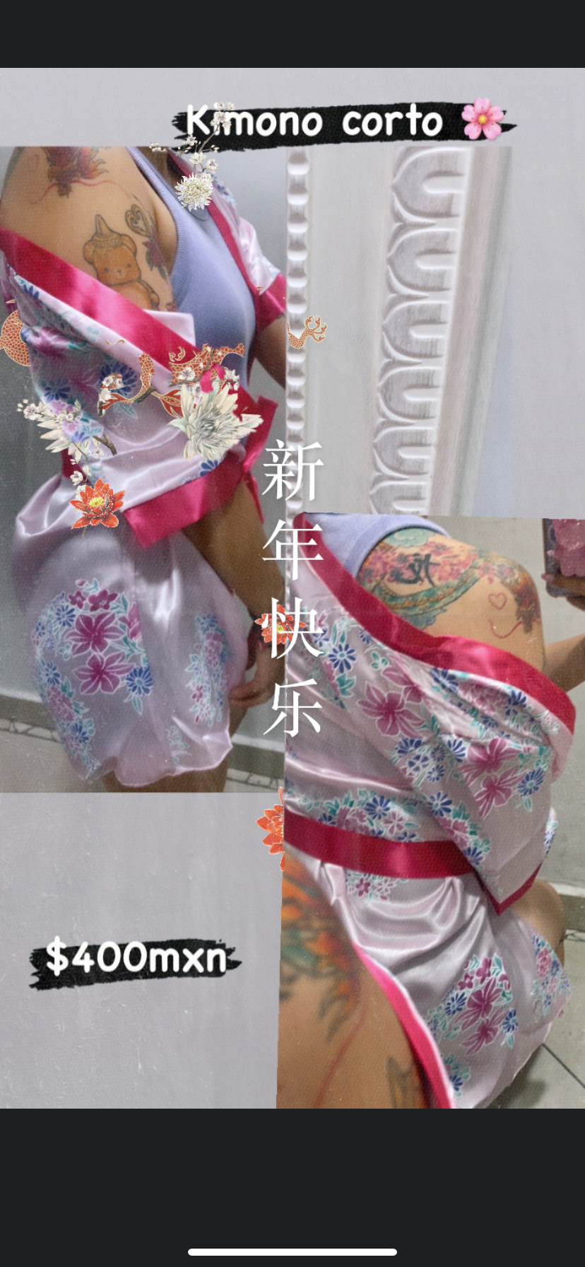 Kimono corto rosa