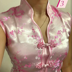 Qipao rosa satinado