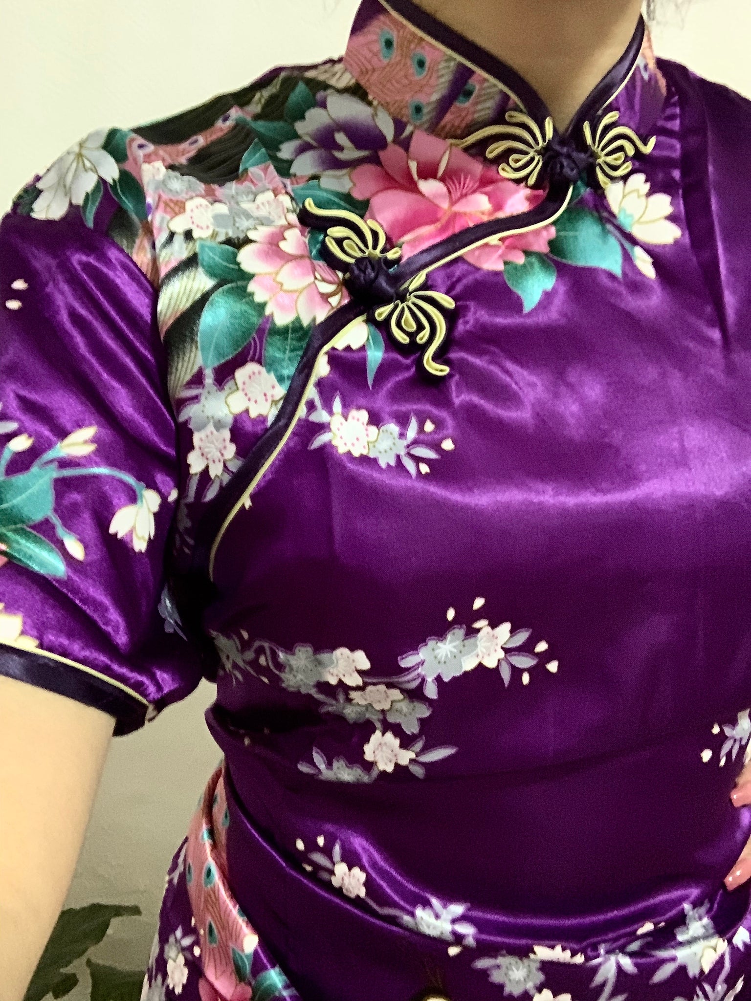 Qipao morado talla extra