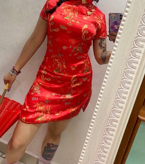 Qipao corto tela sencilla