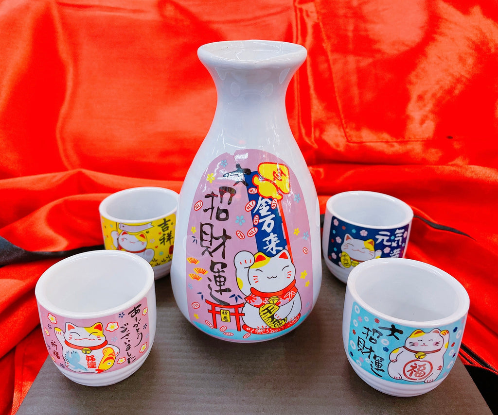 Juego de sake maneki neko