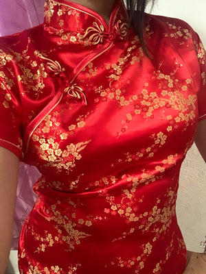 Qipao flor de cerezo corto