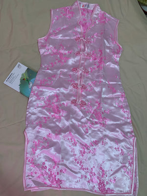 Qipao rosa satinado